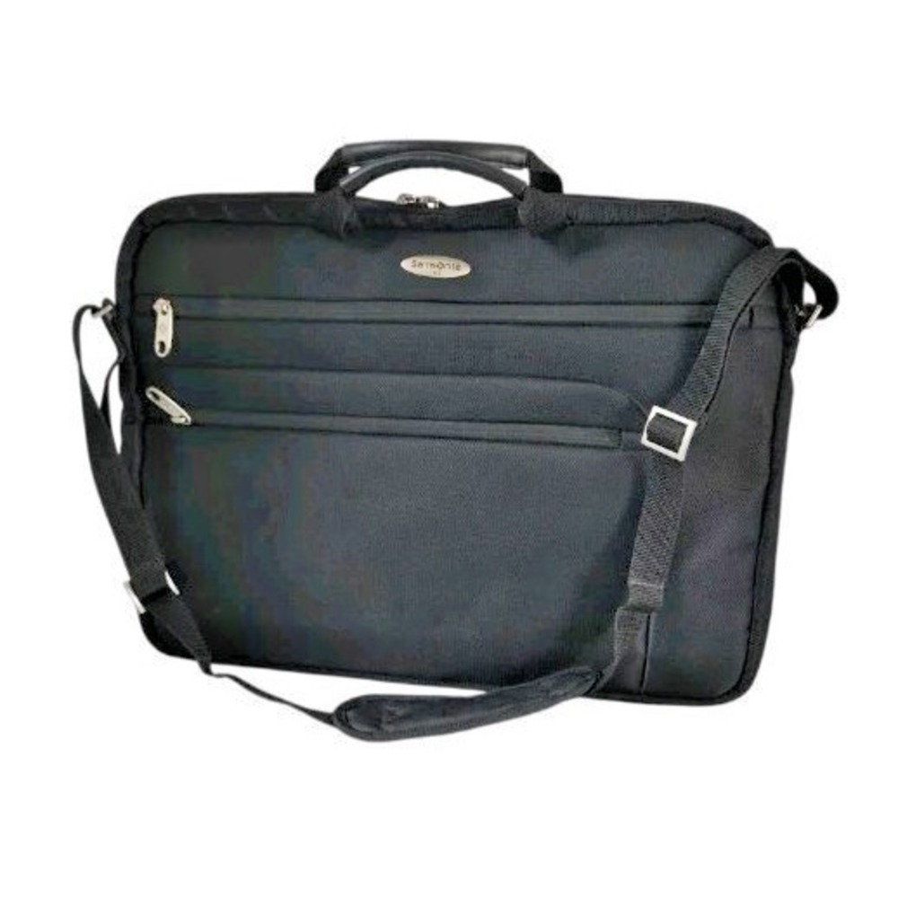 Samsonite Laptop Bag Black Nylon Adjustable Slim Brief Mobile Solution Travel